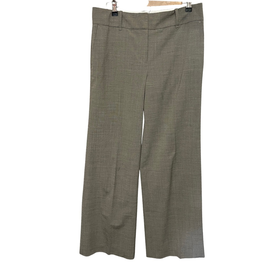 Ann‎ Taylor Women's Dress Pants Career Wide Leg Brown Plaid Wool Blend Size 8